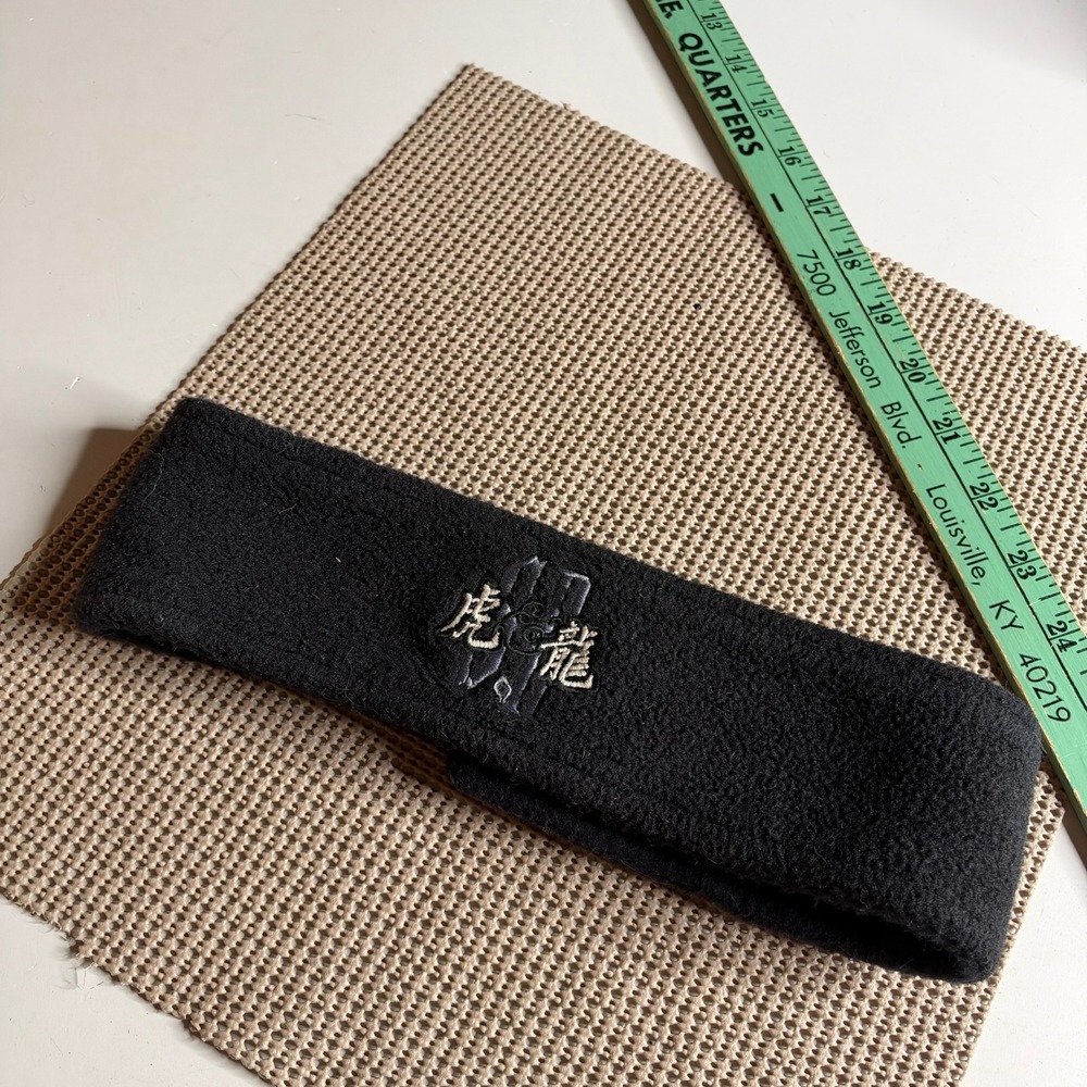 Bogner Black Fleece Ear Warmer Headband Tiger Dragon Kanji Made in USA